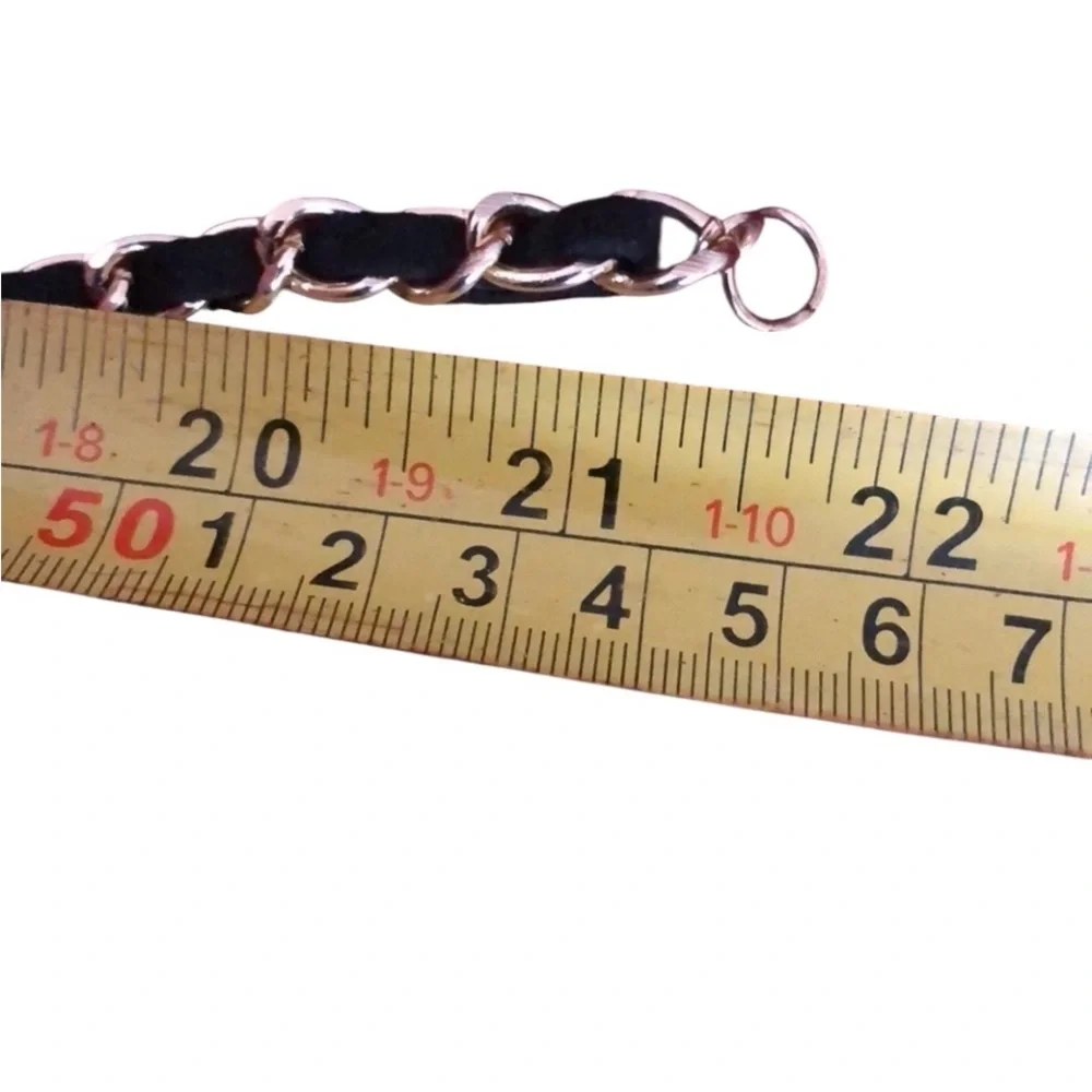 Quartz Black chain Wrap Watch gold and suede w/ lobster clasp
